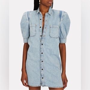 FRAME gathered denim mini dress